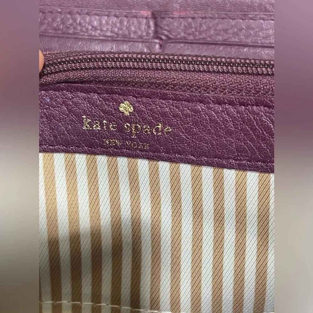 Kate Spade Cobble Hill Lacey Pink Purple Leather Ziparound Wallet